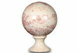 Polished Pink Marble Sphere With Stand - Mexico #265615-2